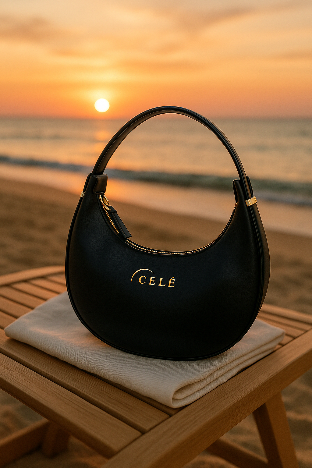 Bolso de hombro mujer CELÉ LUNÉ, silueta curvada minimalista piel vegana